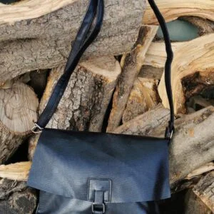 BANDOLERA CUERO RAYAS NEGRO