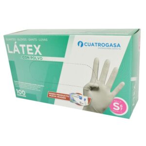 GUANTES CUATROGASA LATEX CON POLVO TALLA S