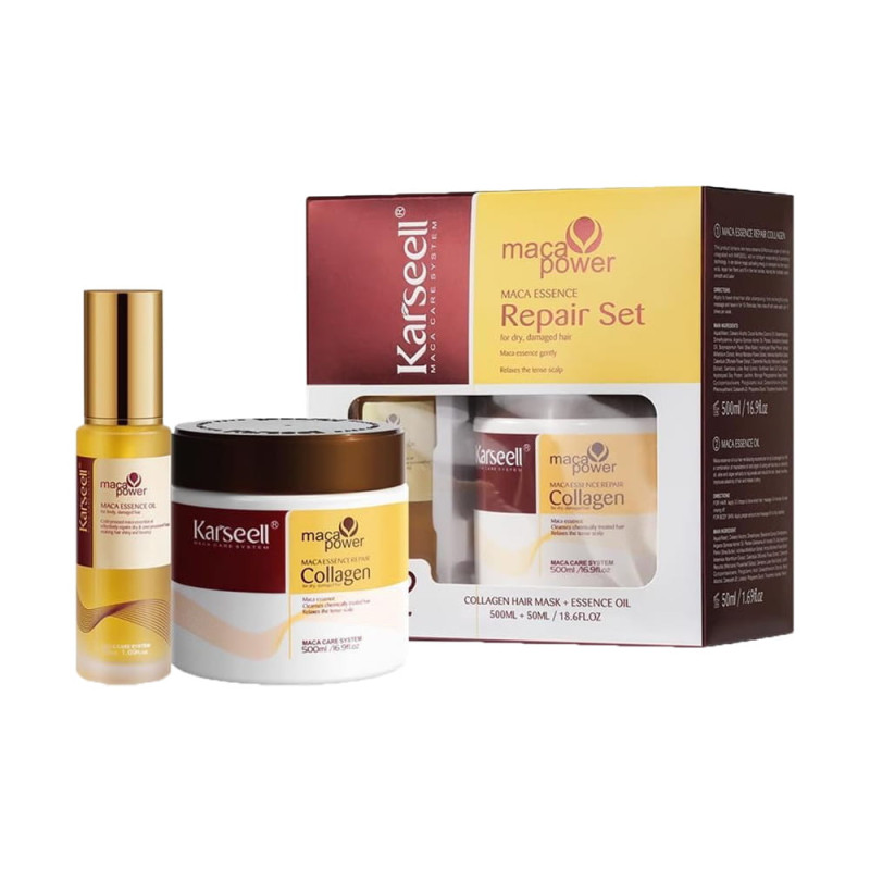 KARSEELL-REPAIR-SET-(COLLAGEN HAIR MASK+ESSENCE OIL)-500ML+50ML